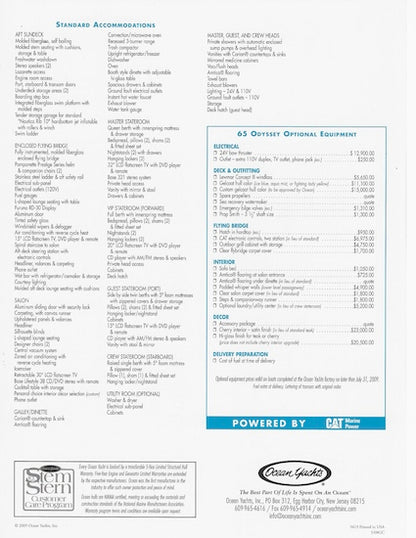 Ocean 65 Odyssey Specification Brochure