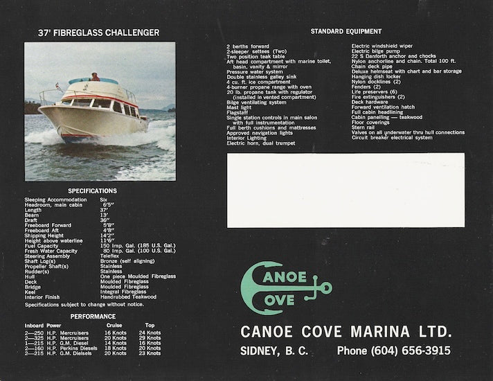 Canoe Cove Crusader 37 Brochure
