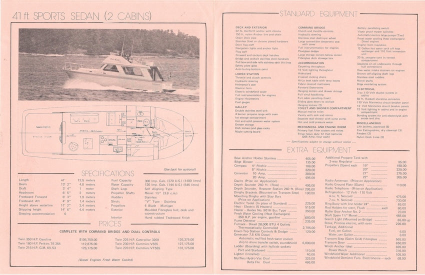 Canoe Cove 41 Sedan Specification Brochure