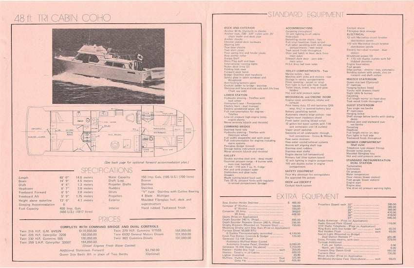 Canoe Cove 48 Tri Cabin Coho Specification Brochure