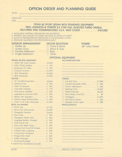 Mikelson Fexas 42 Sport Sedan Specification Brochure