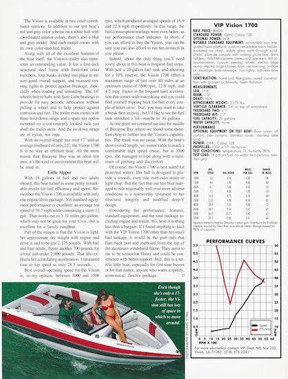 VIP Vision 1700 Motorboat Magazine Reprint Brochure
