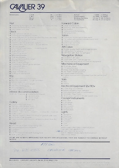Cavalier 39 Brochure