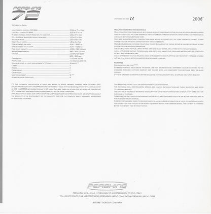 Pershing 72 USA Specification Brochure