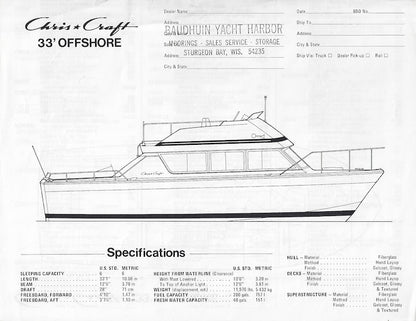 Chris Craft Catalina 33 Specification Brochure