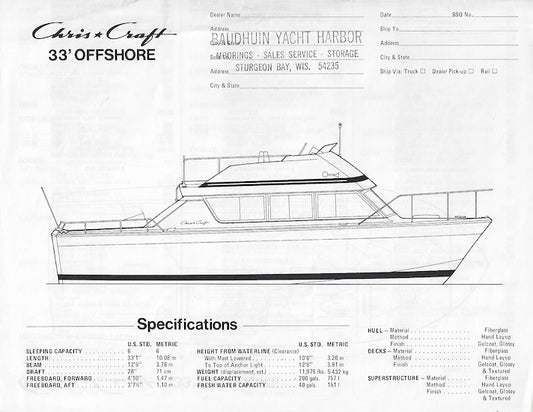 Chris Craft Catalina 33 Specification Brochure