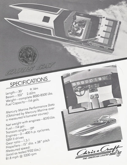 Chris Craft Cat 30 Specification Brochure
