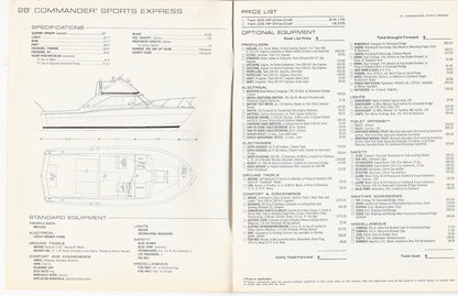 Chris Craft 1972 Commander Price List Brochure