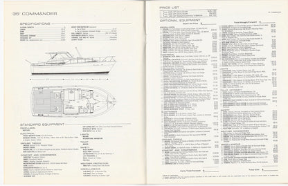 Chris Craft 1972 Commander Price List Brochure