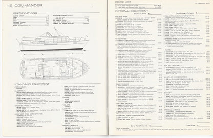 Chris Craft 1972 Commander Price List Brochure