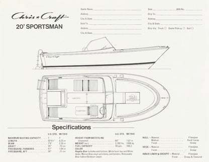 Chris Craft Sportsman 20 Specification Brochure
