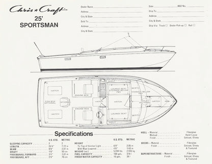 Chris Craft Sportsman 25 Specification Brochure