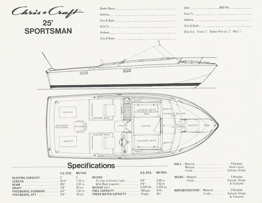 Chris Craft Sportsman 25 Specification Brochure