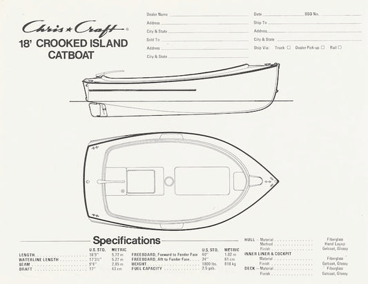 Chris Craft Crooked Island Catboat 18 Specification Brochure
