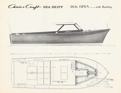 Chris Craft Sea Skiff 30 Open with Hardtop Specification Brochure