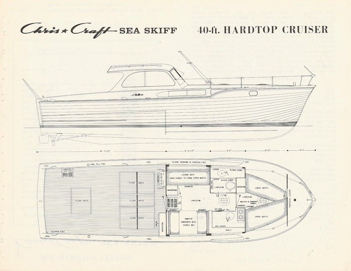 Chris Craft Sea Skiff 40 Hardtop Cruiser Specification Brochure