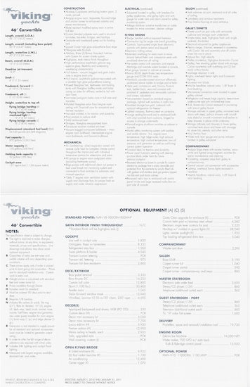 Viking 46 Convertible Specification Brochure