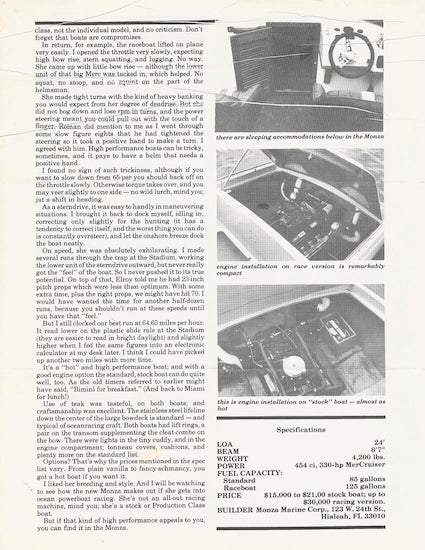 Monza 24 Go Boating Magazine Reprint Brochure