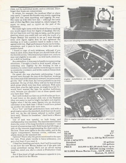 Monza 24 Go Boating Magazine Reprint Brochure