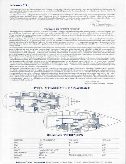 Endeavour 524 Brochure Specification Brochure