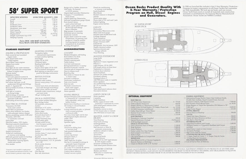Ocean 58 Super Sport Brochure