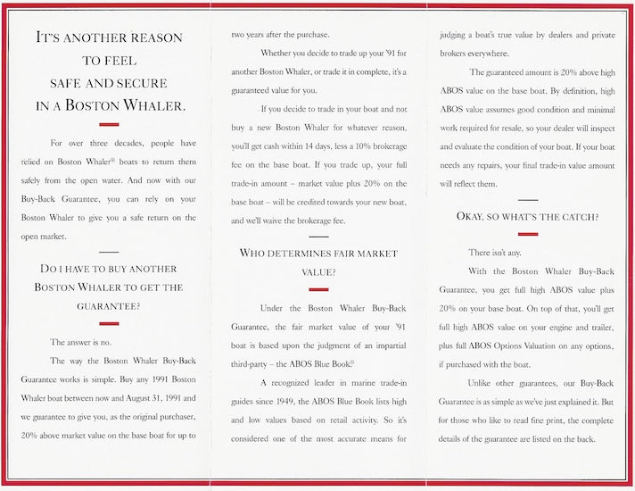 Boston Whaler Buy Back Guarantee Brochure
