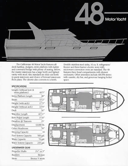 Carver Californian 48 Motor Yacht Specification Brochure