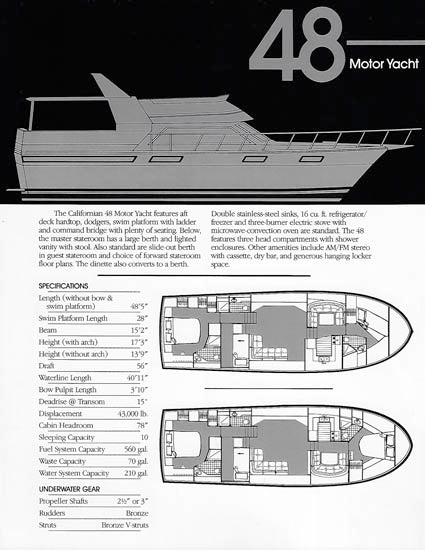 Carver Californian 48 Motor Yacht Specification Brochure