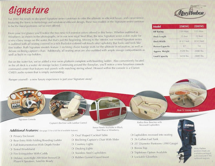 Misty Harbor 2010 Pontoon Brochure