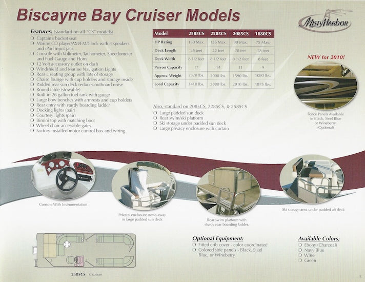 Misty Harbor 2010 Biscayne Bay Pontoon Brochure
