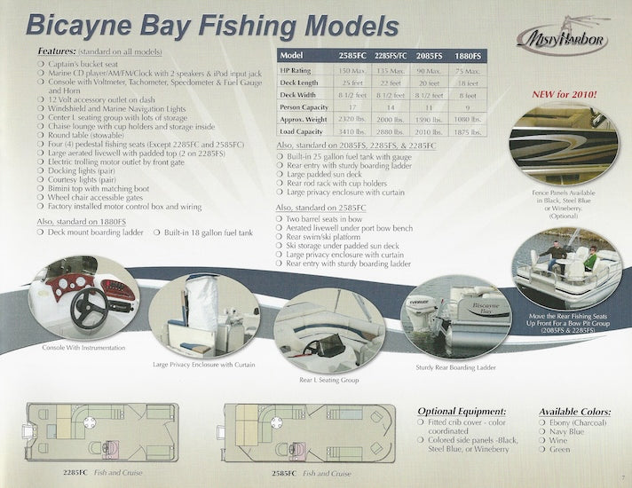Misty Harbor 2010 Biscayne Bay Pontoon Brochure