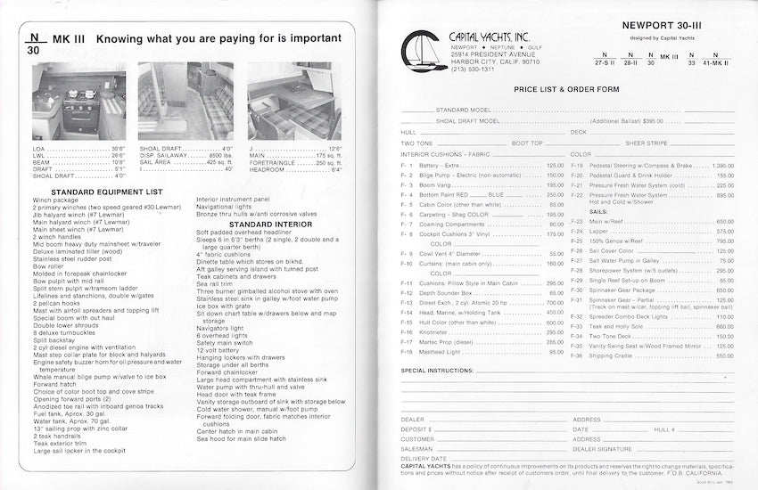 Newport 30 Mark III Specification Brochure
