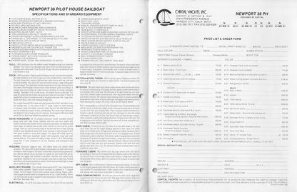 Newport 38 Pilothouse Specification Brochure