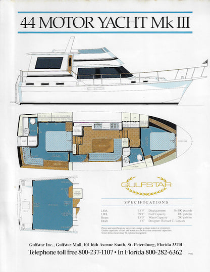 Gulfstar 44 Mark III Motor Yacht Brochure