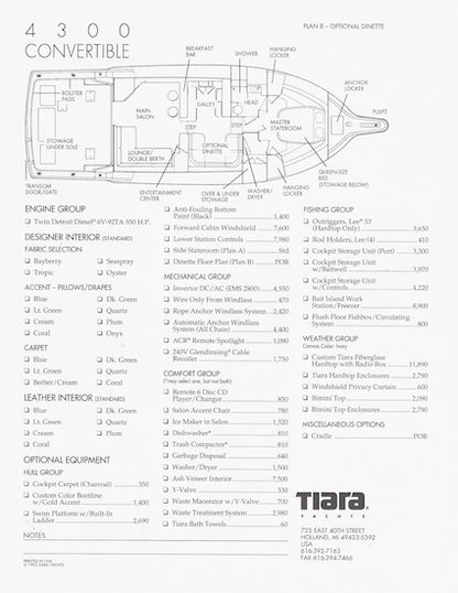 Tiara 3800 Convertible Specification Brochure