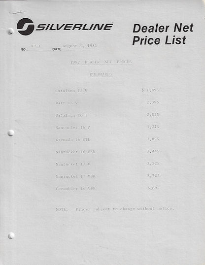 Silverline 1982 Runabout Brochure
