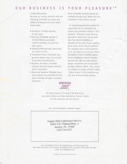 Harris 1997 FloteBote & FloteDek Brochure