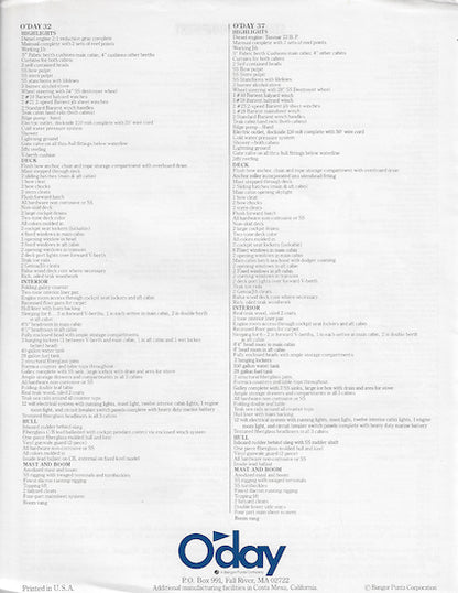 O'Day 1978 Cruisers Price List Brochure