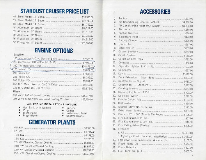 Stardust 1979 / 1980 Price Brochure