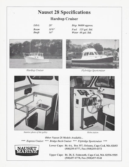 Nauset 28 Custom Hardtop Cruiser  Brochure