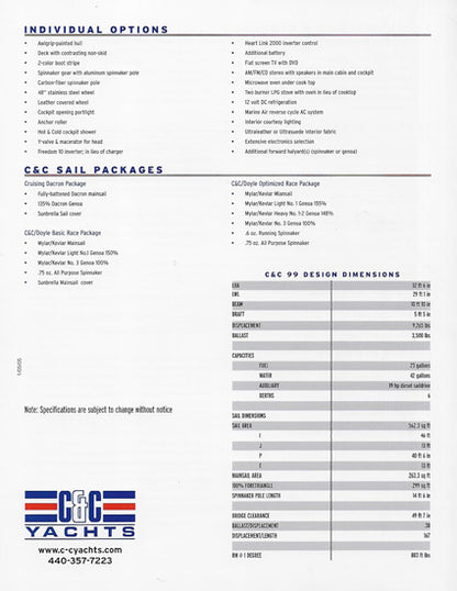C&C 99 Specification Brochure - 2005