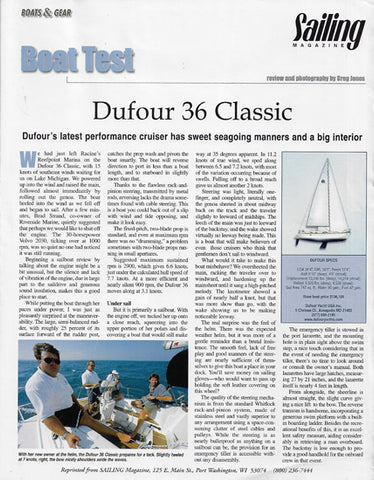 Dufour 36 Classic Sailing Magazine Reprint Brochure