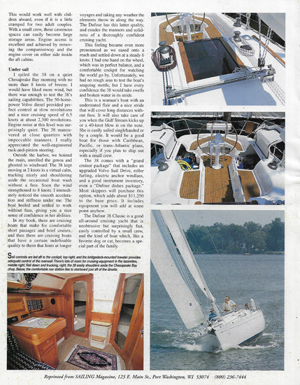 Dufour 38 Classic Sailing Magazine Reprint Brochure