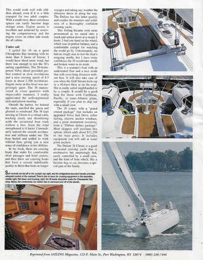 Dufour 38 Classic Sailing Magazine Reprint Brochure
