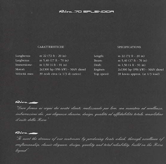 Riva 70 Splendid Open Preliminary Brochure