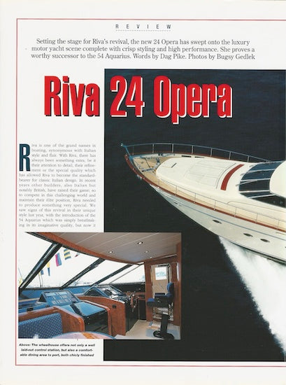 Riva 84 Opera (24m) Boat International Magazine Reprint Brochure