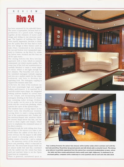 Riva 84 Opera (24m) Boat International Magazine Reprint Brochure