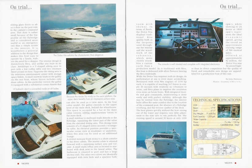 Riva 70 Dolce Vita (Fly) Yachts International Magazine Reprint Brochure