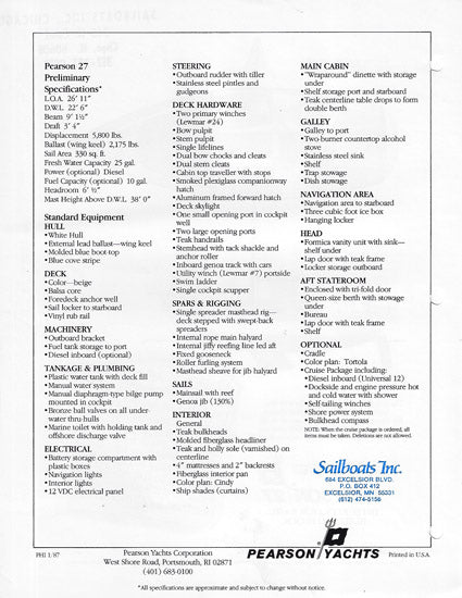 Pearson 27 Brochure