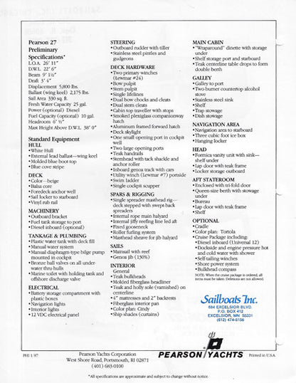 Pearson 27 Brochure